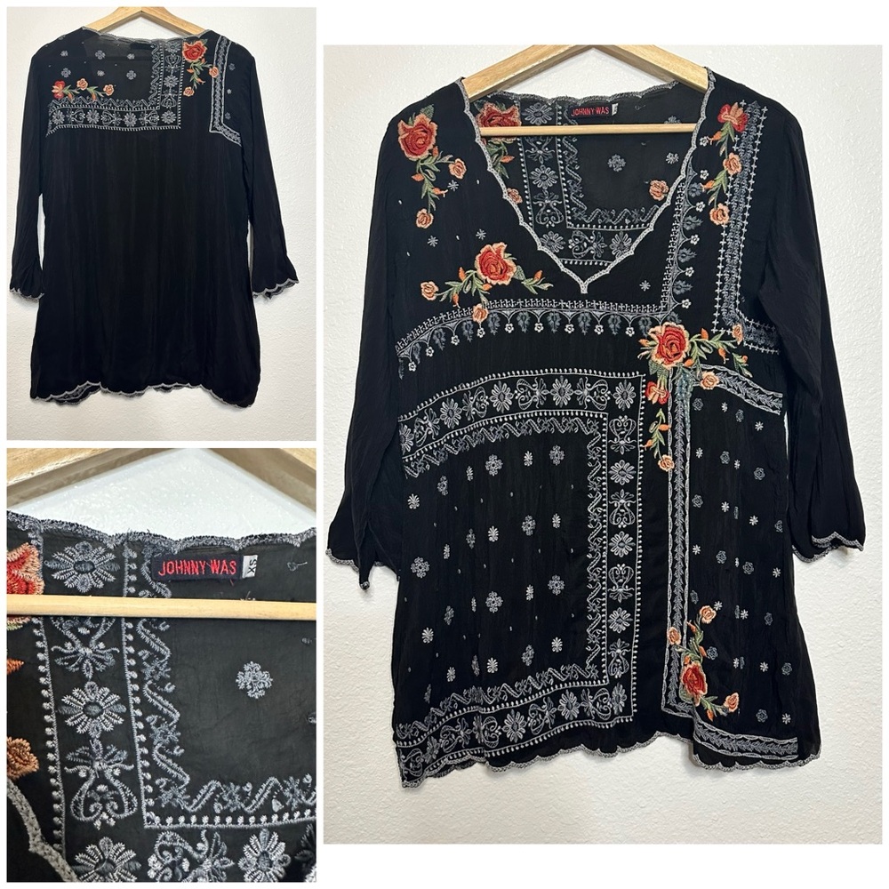 Johnny Was Bennett Midnight Garden Women's Tunic Blouse